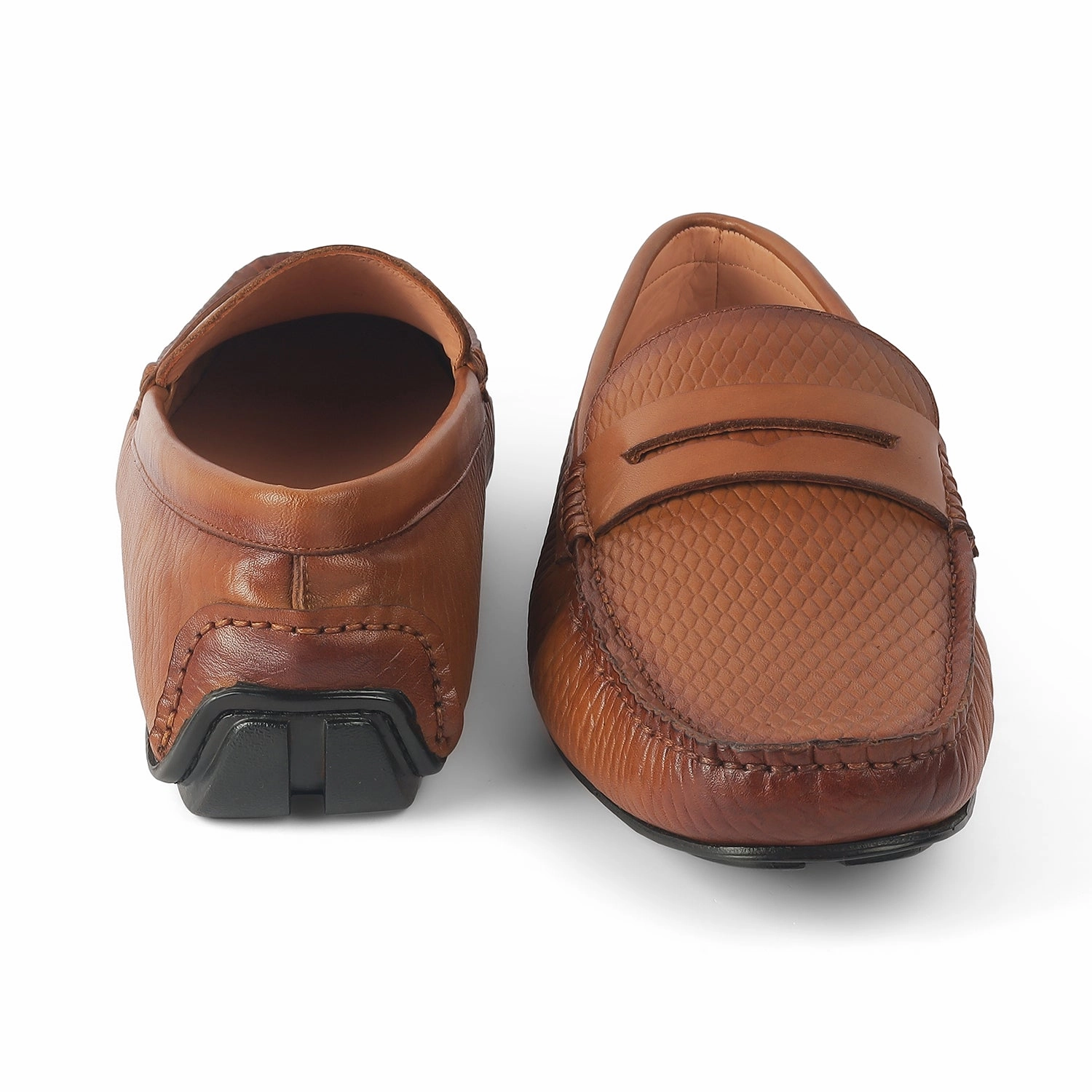 Tresmode Copen Tan Men's Leather Penny Driving Loafers Loafers Toe Split