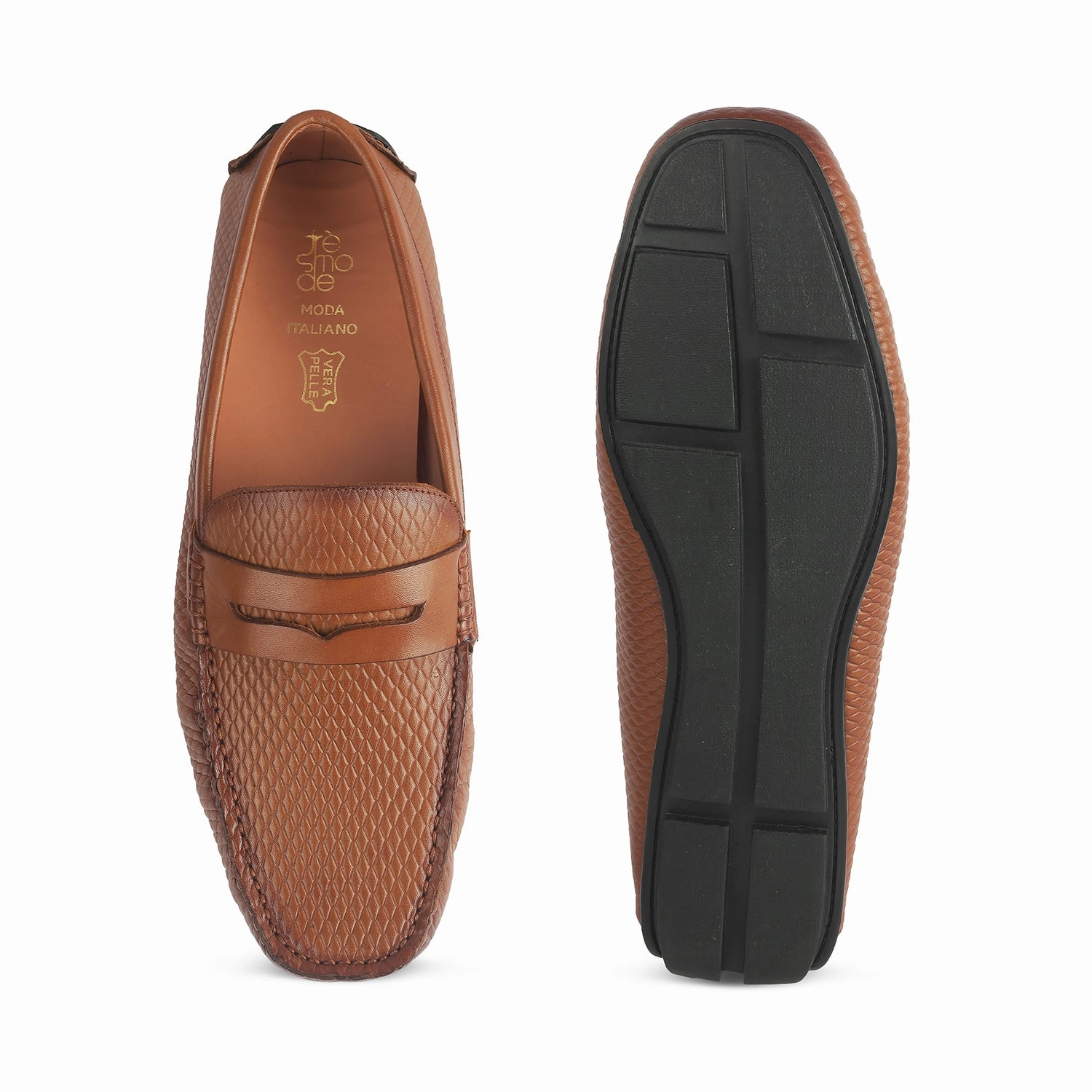 Preppy Loafers Tresmode Copen Tan Men's Leather Penny Driving Loafers