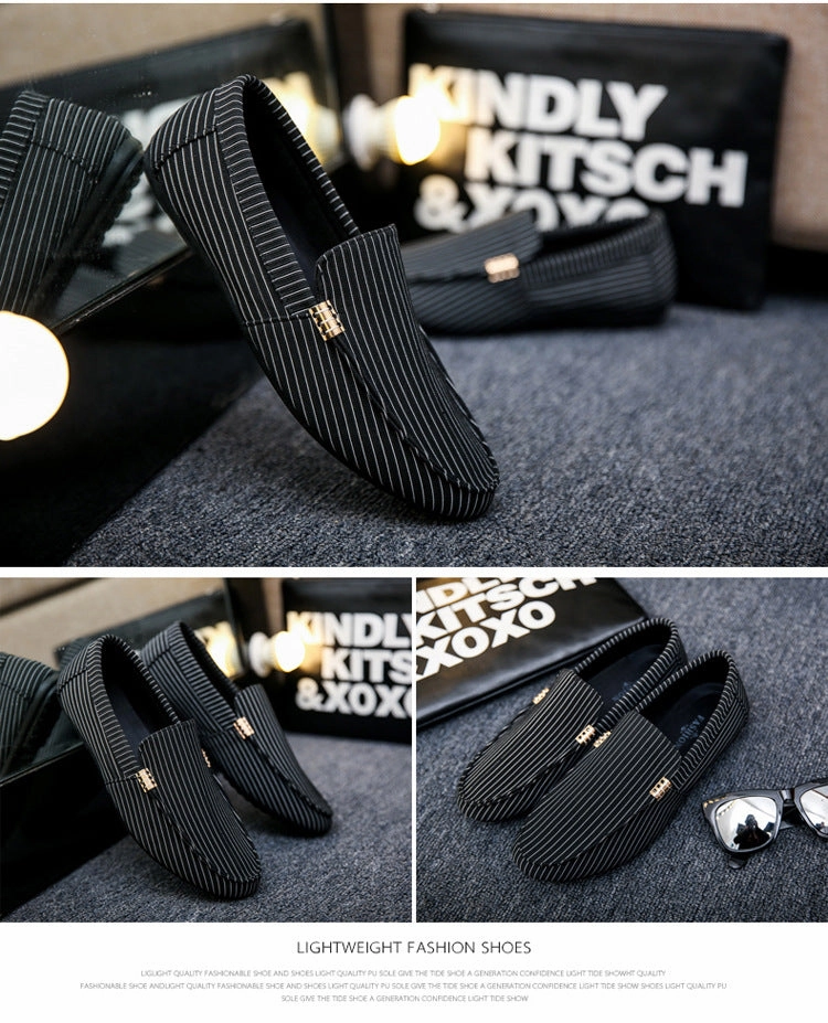 Men Strip Casual Slip-On Breatheable Loafers Outfits With Loafers