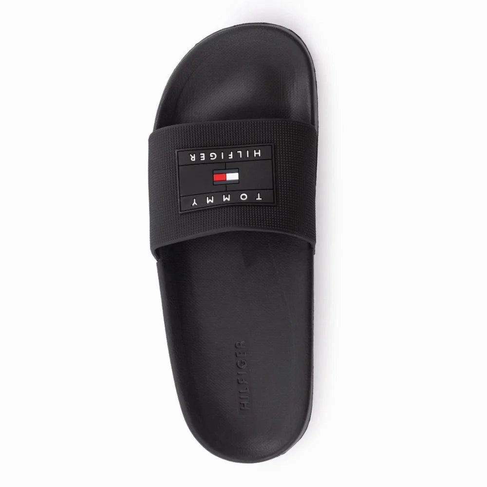 Taz Slippers Tommy Hilfiger Logo Badge Slide Sandal Men - BLK