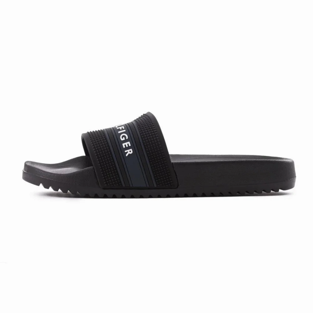 Ugg Childrens Slippers Tommy Hilfiger Logo Signature Slide Sandal Men - BLK
