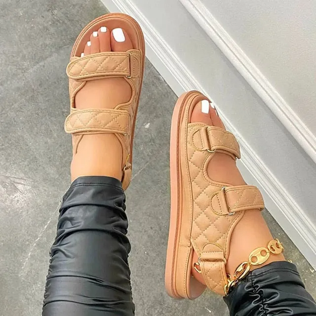 Flat Platform Soft Leather Buckle Casual Sandals Michael Kors Sandals