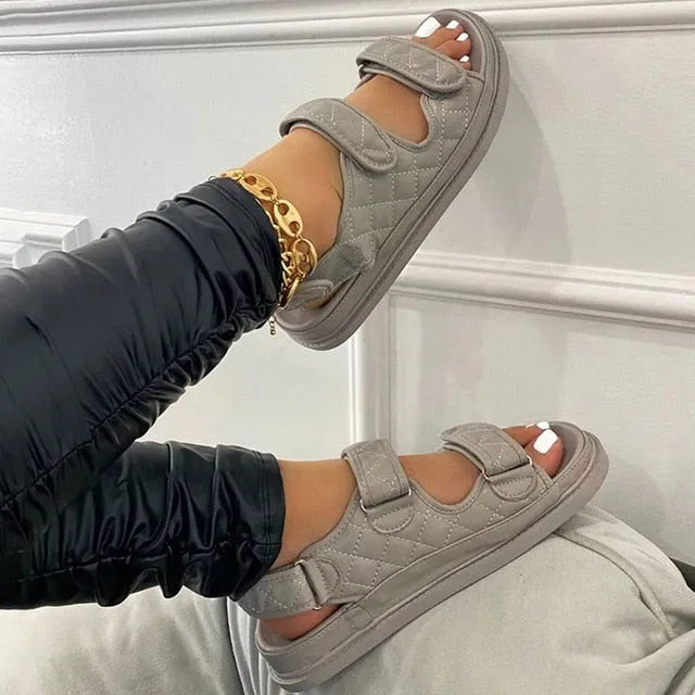 Flat Platform Soft Leather Buckle Casual Sandals Clear Sandals