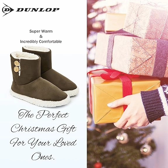 Dunlop Men's Slippers - Boot Slippers for Men Robe Slippers