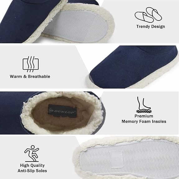 Dunlop Men's Slippers - Boot Slippers for Men Safest Slippers For Seniors