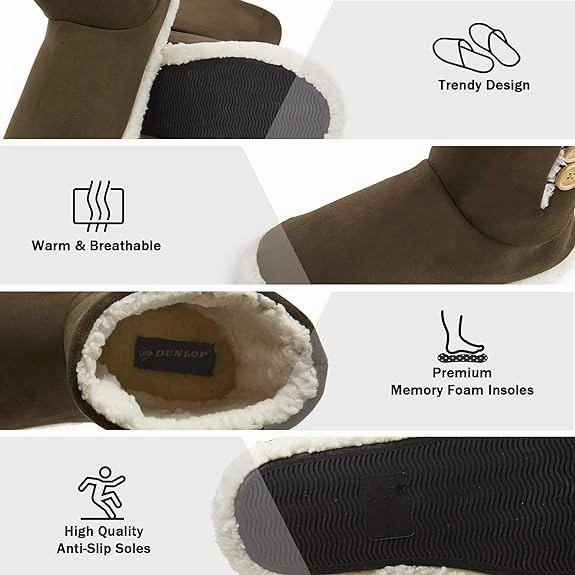 Dunlop Men's Slippers - Boot Slippers for Men Ladies Slippers