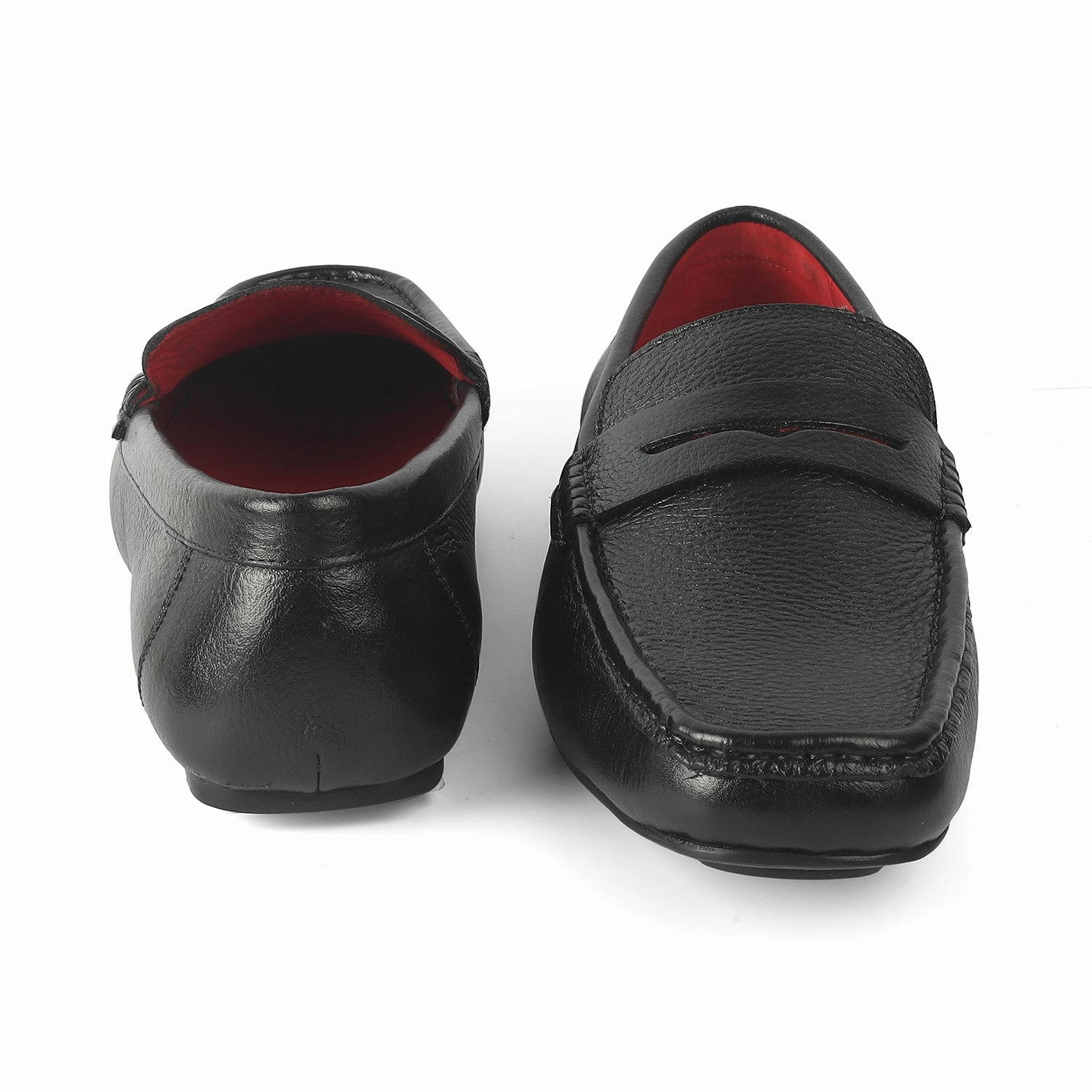 Logo Loafers Tresmode Slipon Black Men's Leather Penny Loafers