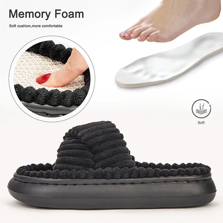 Hecklefish Slippers Fashion Slides Shoes Womens with Corduroy Crossbands