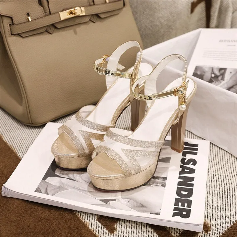 Amozae- Luxury Sandals Women Platform High Heels Summer Shoes For Women Gold Silver Gladiator Sandals Party Wedding Shoes Female 2024 Ultralight Sandals