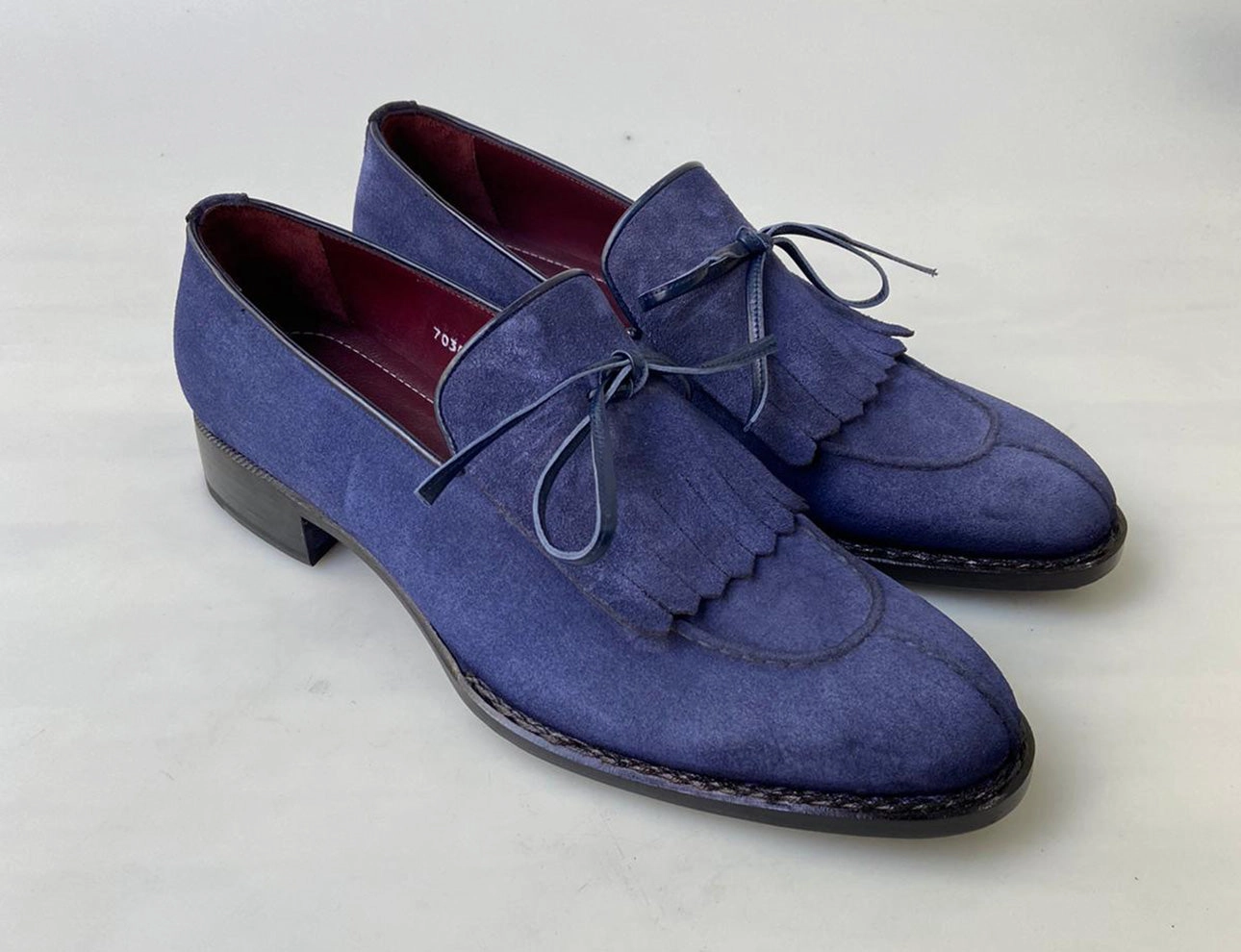 Tucci Di Lusso Mens Navy Blue handmade Italian Suede luxury Split Toe Kiltie Loafers Bandolino Liberty Loafers