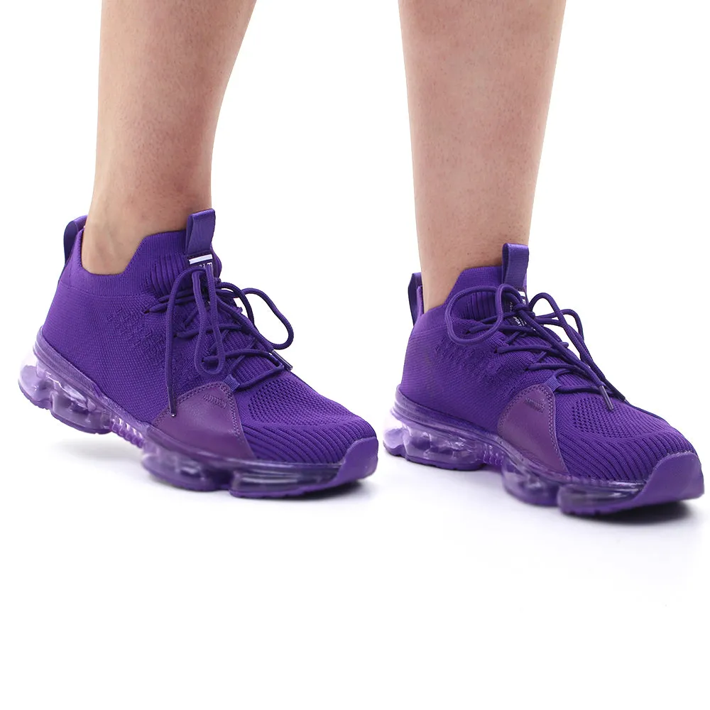 Trail Running Shoes With Wide Toe Box Women's Stretch Mesh Lace Up Sneaker,Purple