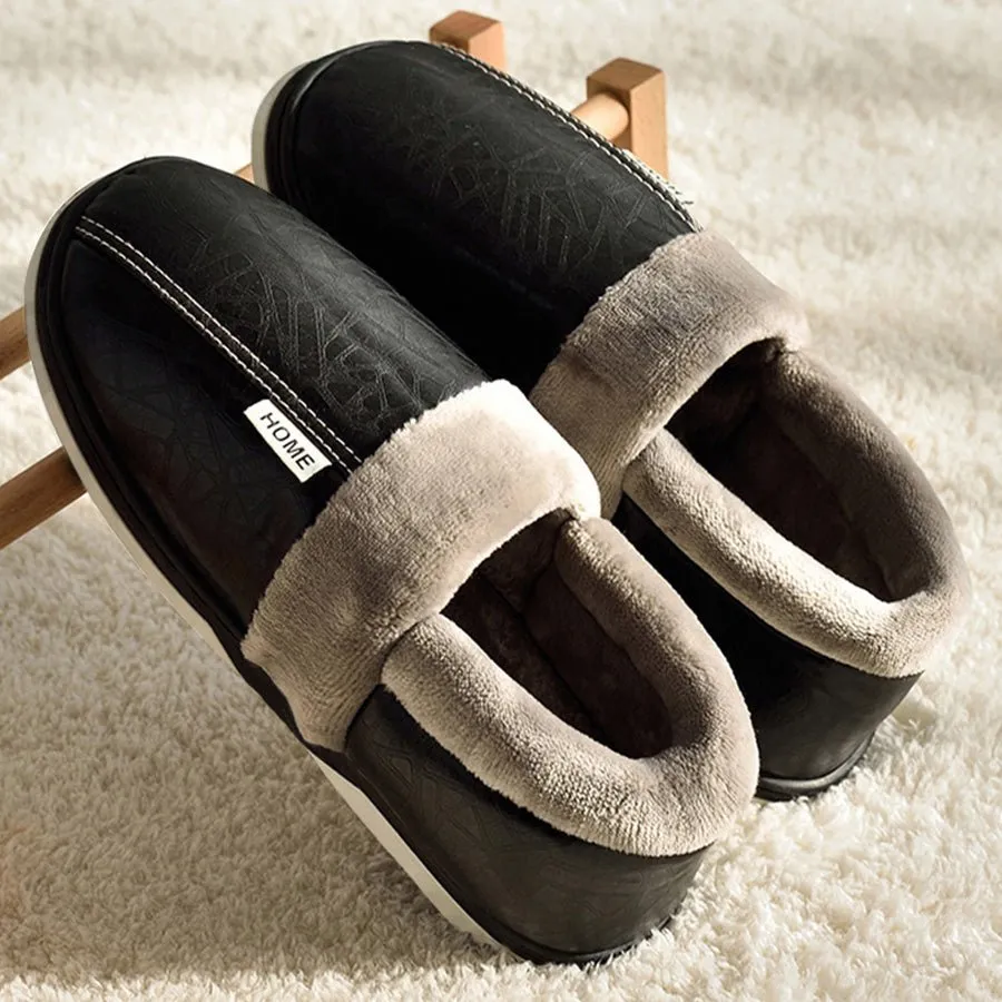 Waterproof Slippers Womens with PU Leather Mellow Slippers