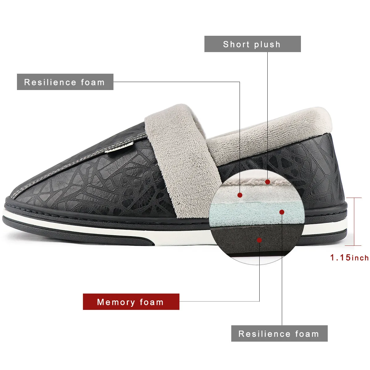 Waterproof Slippers Womens with PU Leather Cats Slippers