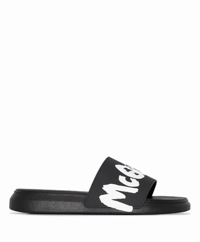Alexander McQueen graffiti-logo slip-on slides Sandals Slides