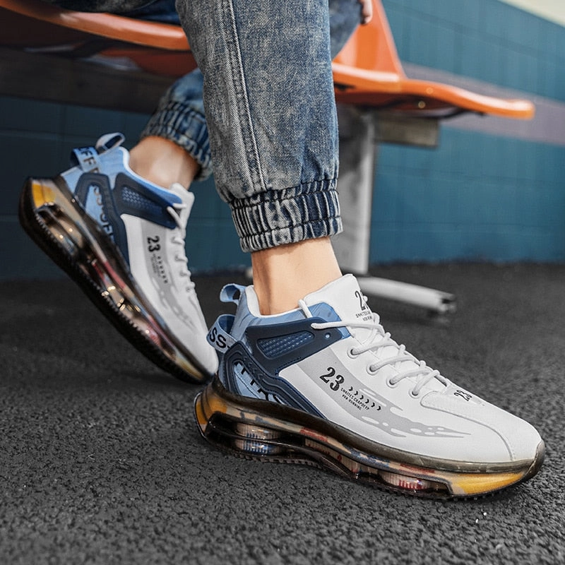 Men's Fashion Outdoor Jogging Sneakers - Mesh Breathable Cushioning - Black Basket Footwear in Big Sizes Stay Stylish and Active with best running shoes Open Flat Shoes