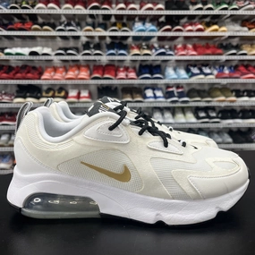 Nike Air Max 200 Metallic Gold Men's Sneakers White Shoes AQ2568-102 Size 8 Asics Court Ff Novak Shoes