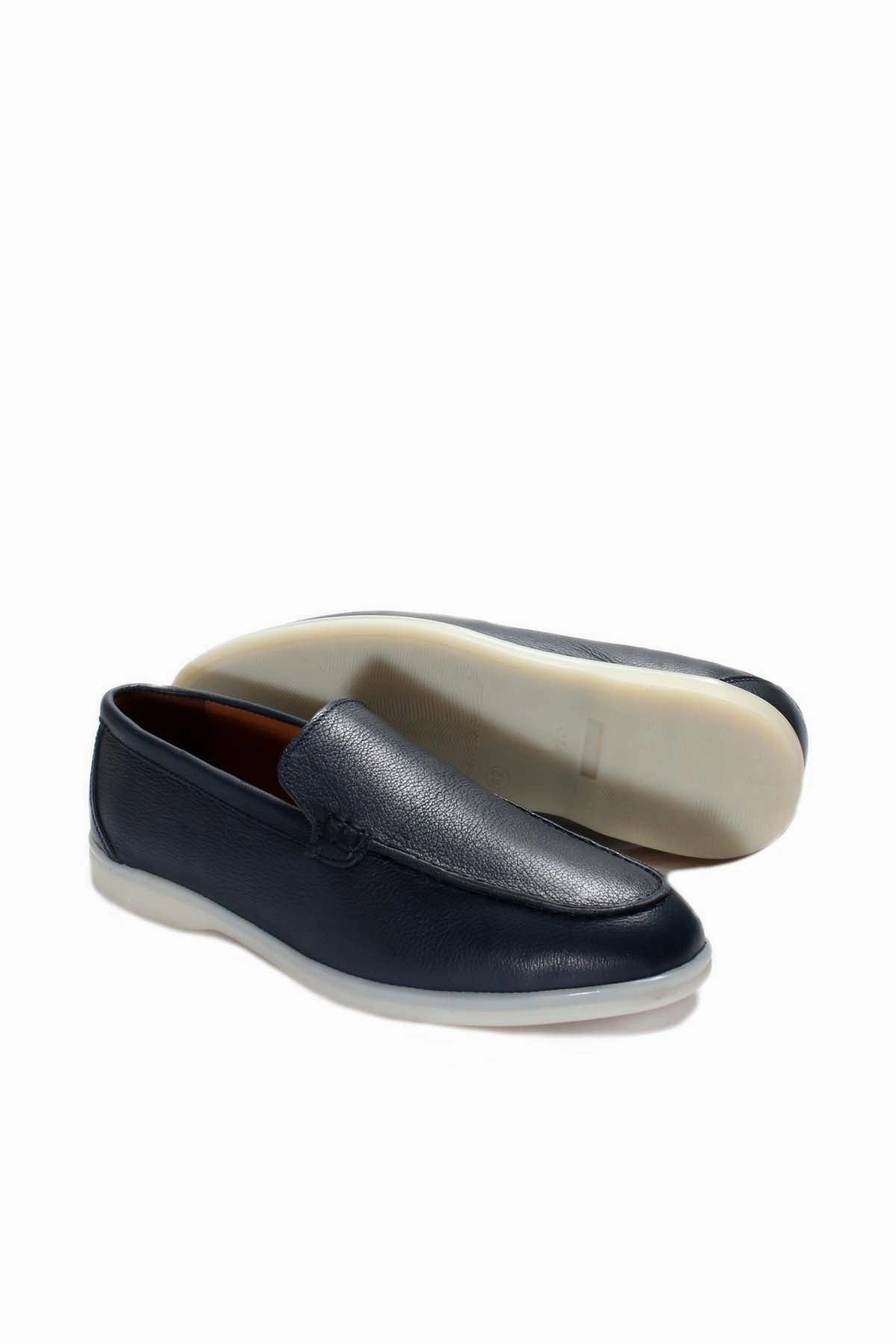 Business Casual Attire Shoes FST Genuine Leather Women's Casual Shoes 819ZA020 Navy Blue Skin - Elyria