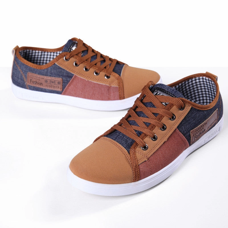 new plimsolls canvas shoes men breathable Fashion patchwork men sneakers men lace-up casual shoes Convertible Heel To Flat Shoes