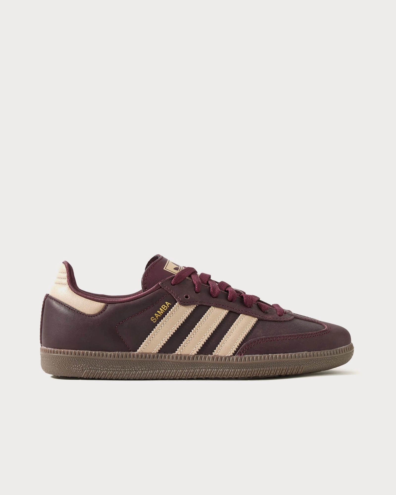 Samba OG Maroon / Crystal Sand / Gold Metallic Low Top Sneakers Adidas Samba Soccer Shoes