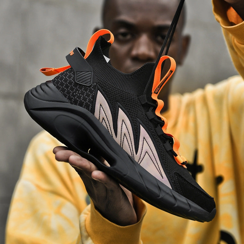 New Stylish Casual Shoes Ultralight Flying Woven Breathable Sequin Lace-up Socks Shoes Old Shoes Men