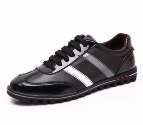 Mens Casual Lace Up Leather Shoes with Stripe Casual Mule Shoes
