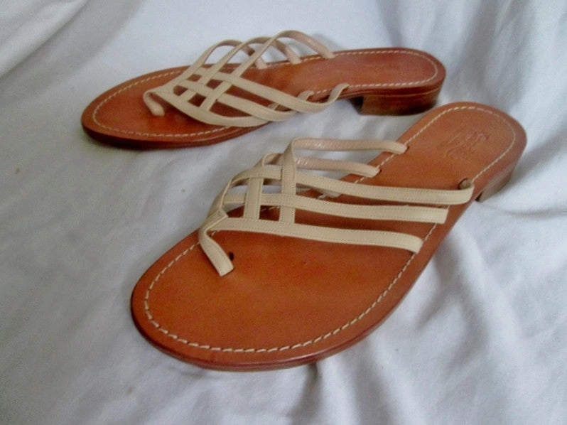 Womens IL Sandalo Italia Palm Beach Sandals Thong Slides LEATHER 8.5 39 Shoes Best Flip Flops Pool Deck