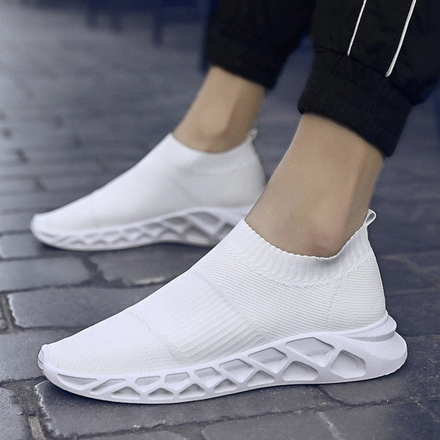 Men Socks Sneakers Black White Fashion Casual Shoes Breathable Mesh Comfortable Light Slip-on Flat Shoes Loafers Affordable Running Shoes
