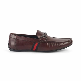Tresmode Monoco Wine Men's Leather Driving Loafers Rugged Loafers