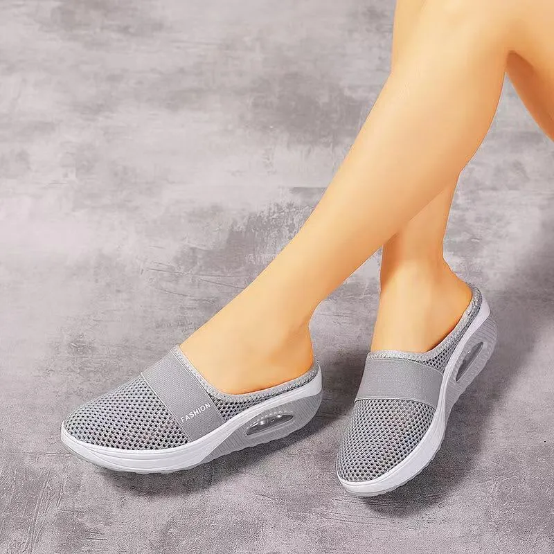 Women's Breathable Lightweight Air Cushion Slip-On Walking Slipper B112 Open Toe Slippers
