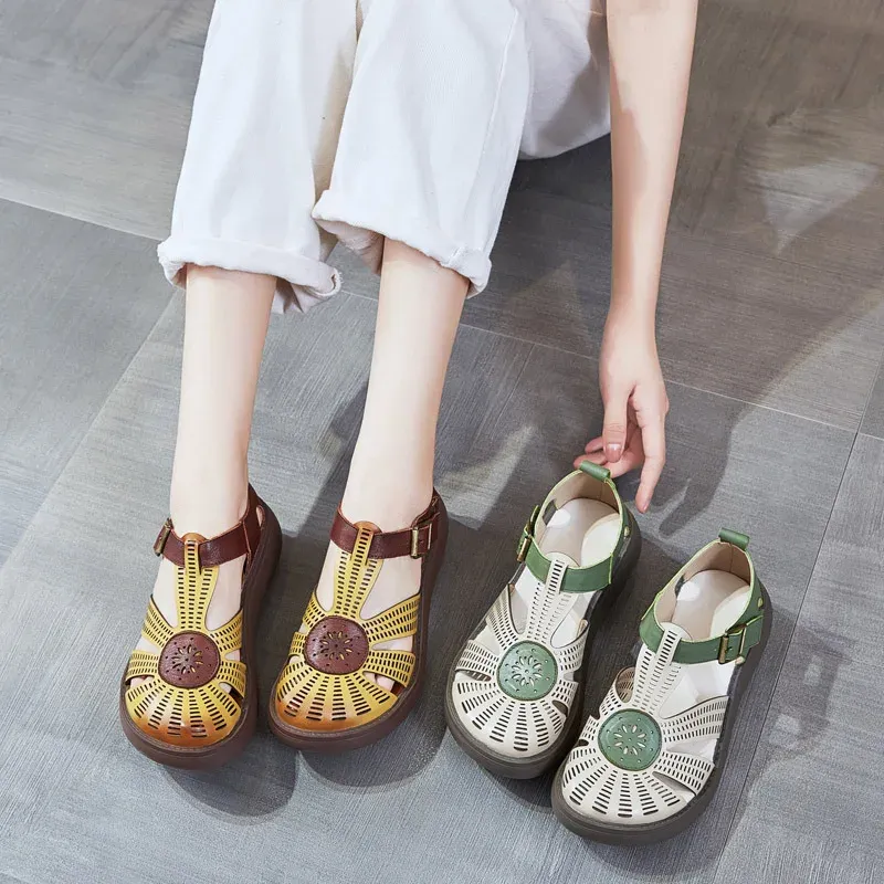 USS Shoes Maitte Women's Platform Sandal Peep Toe Flat Sandals