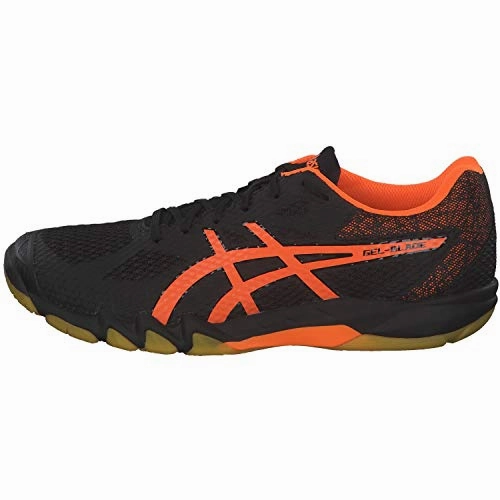 Asic Trail Running Shoes ASICS Gel-Blade 7 Men's Badminton Shoes (Black-Shocking Orange, 10)