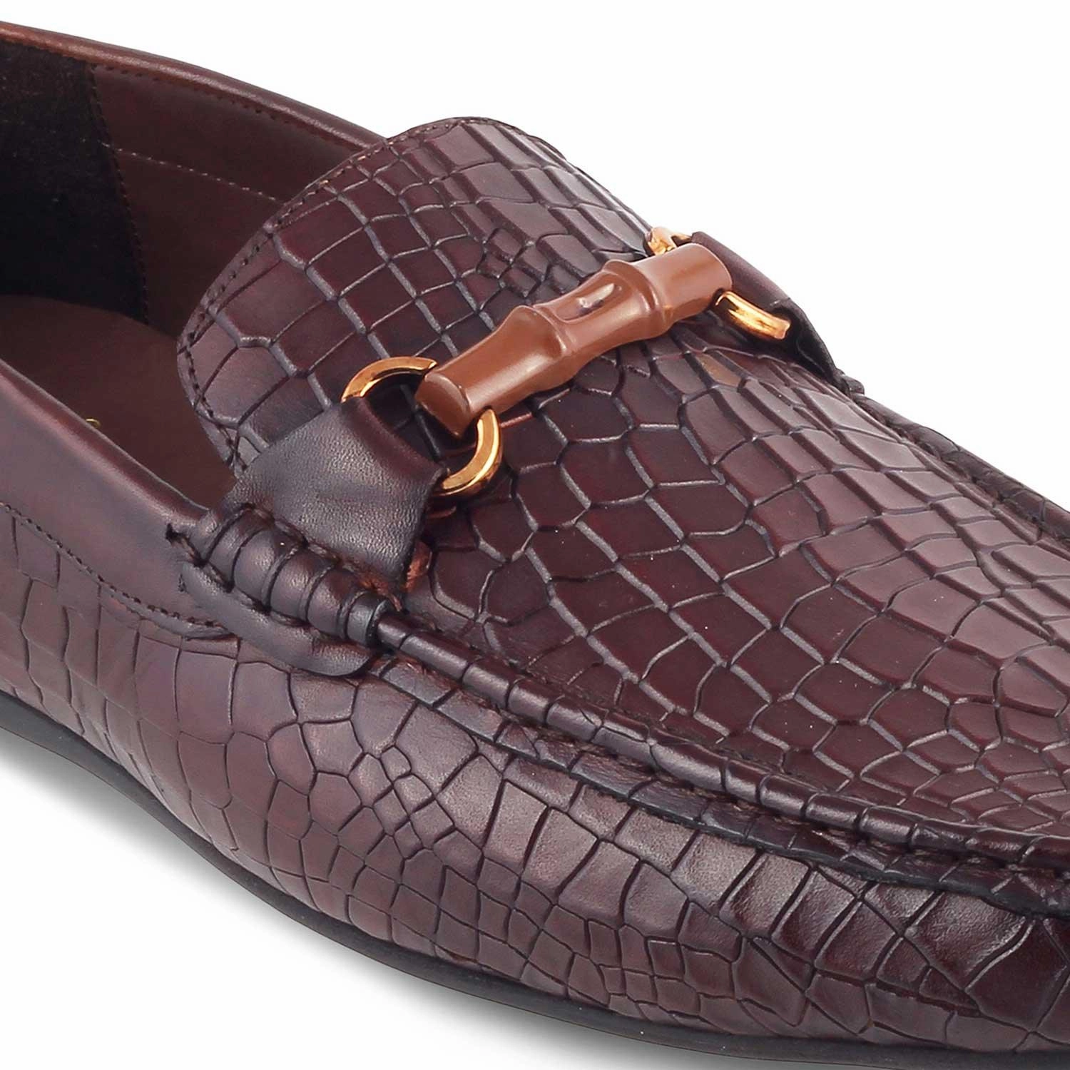 The Croter Brown Men's Textured Leather Loafers Tresmode Tahari Loafers