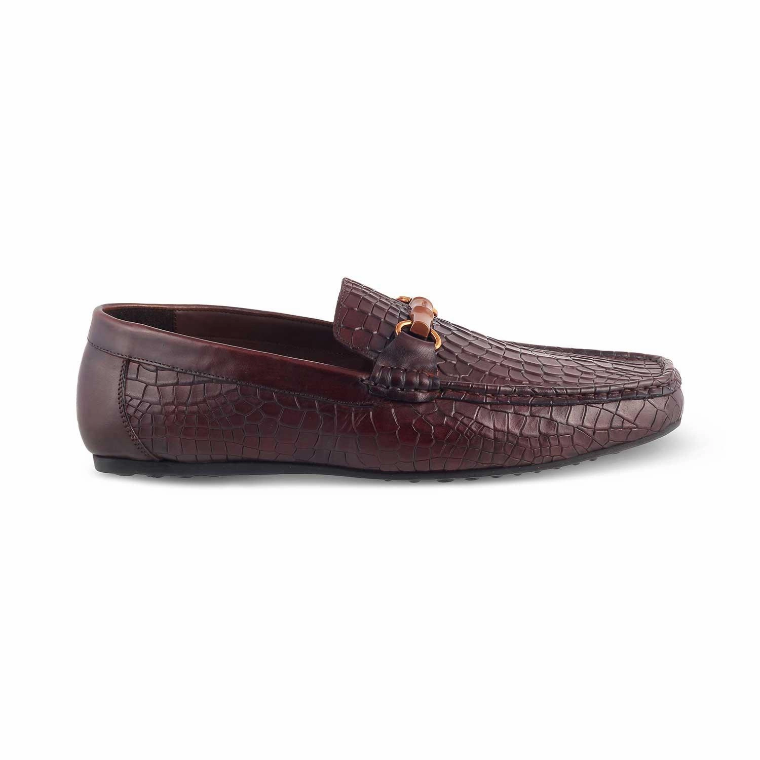 Italy Loafers The Croter Brown Men's Textured Leather Loafers Tresmode