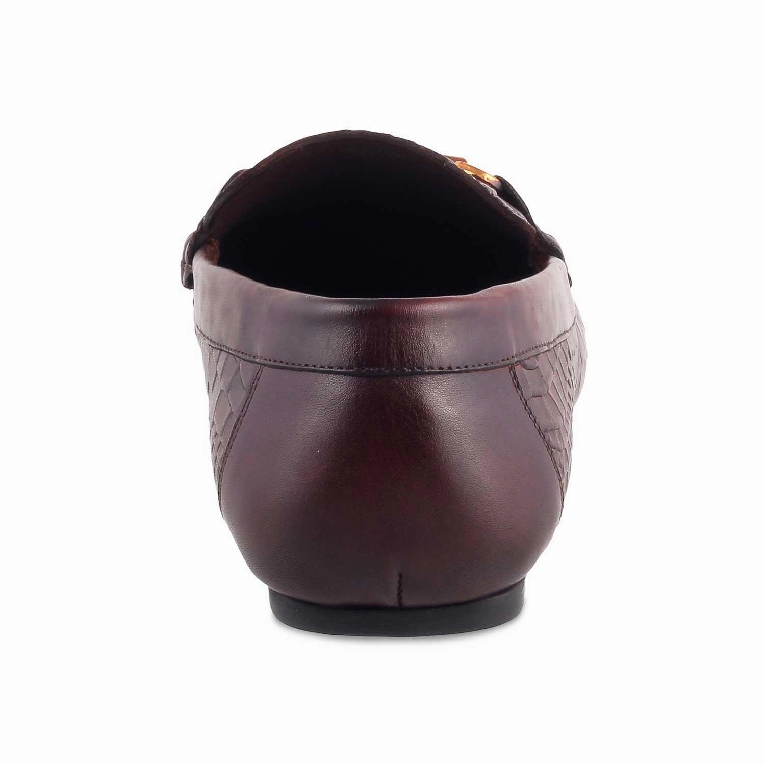 The Croter Brown Men's Textured Leather Loafers Tresmode Loafers Plantar Fasciitis