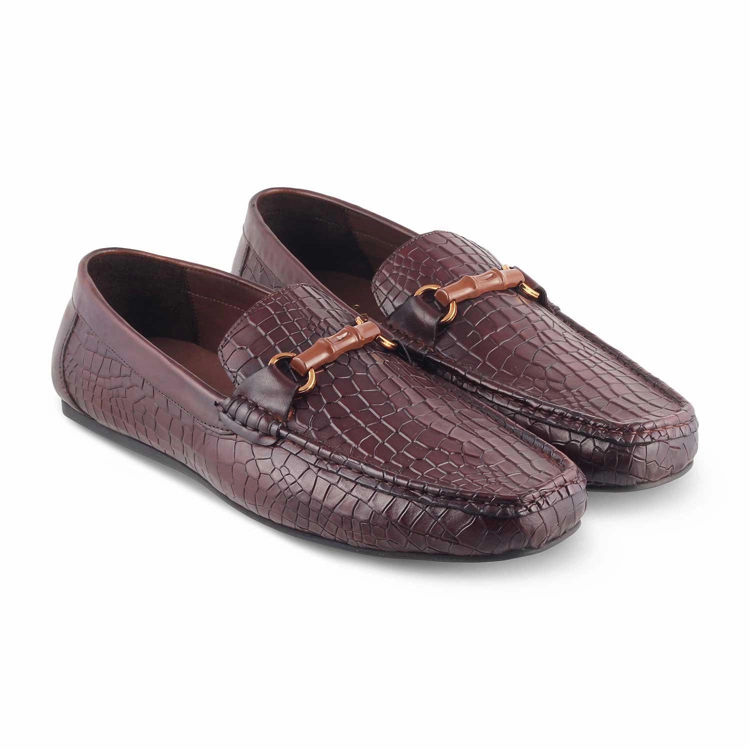 Fitting Loafers The Croter Brown Men's Textured Leather Loafers Tresmode