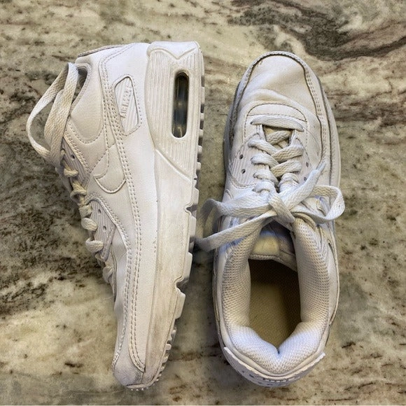 Asics Walking Shoe Nike Air Max 90 All White Sneaker Athletic Shoes Size 5.5 Youth