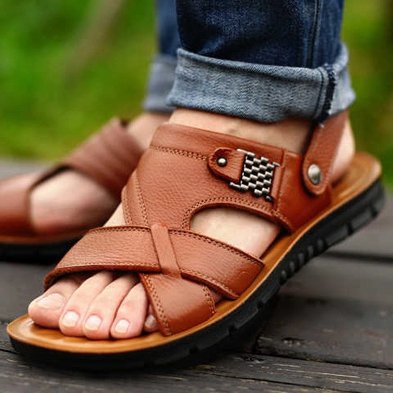 Sandals South Photos Big Size Men Leather Sandals Summer Classic Men  Slippers Soft Sandals for Comfortable Outdoor