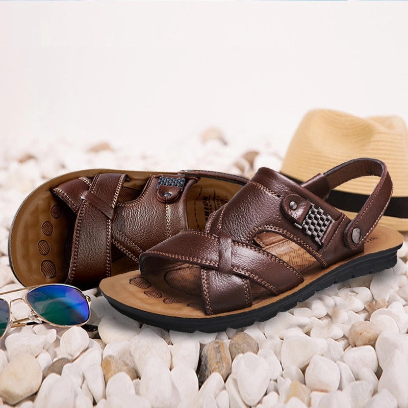 Big Size Men Leather Sandals Summer Classic Men  Slippers Soft Sandals for Comfortable Outdoor Sandals Grenada Reviews