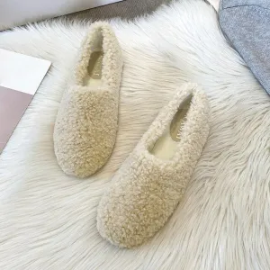 Warm Slip On Flats For Women Yellow Loafers