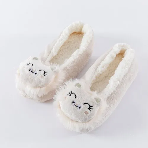 North Face Camping Slippers Winter Women Star Flock Soft Plush Slipper Winter Shoes Woman Butterfly-Knot Indoor Floor Shoes Women Slipper Shoes Pink Navy