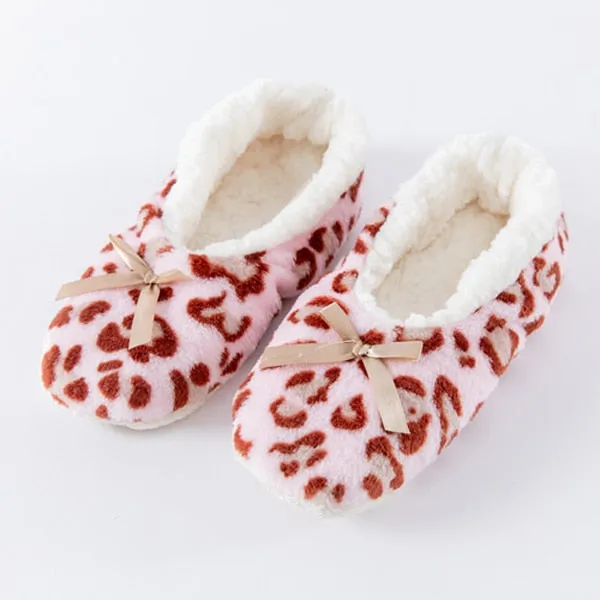 Carebear Slippers Winter Women Star Flock Soft Plush Slipper Winter Shoes Woman Butterfly-Knot Indoor Floor Shoes Women Slipper Shoes Pink Navy