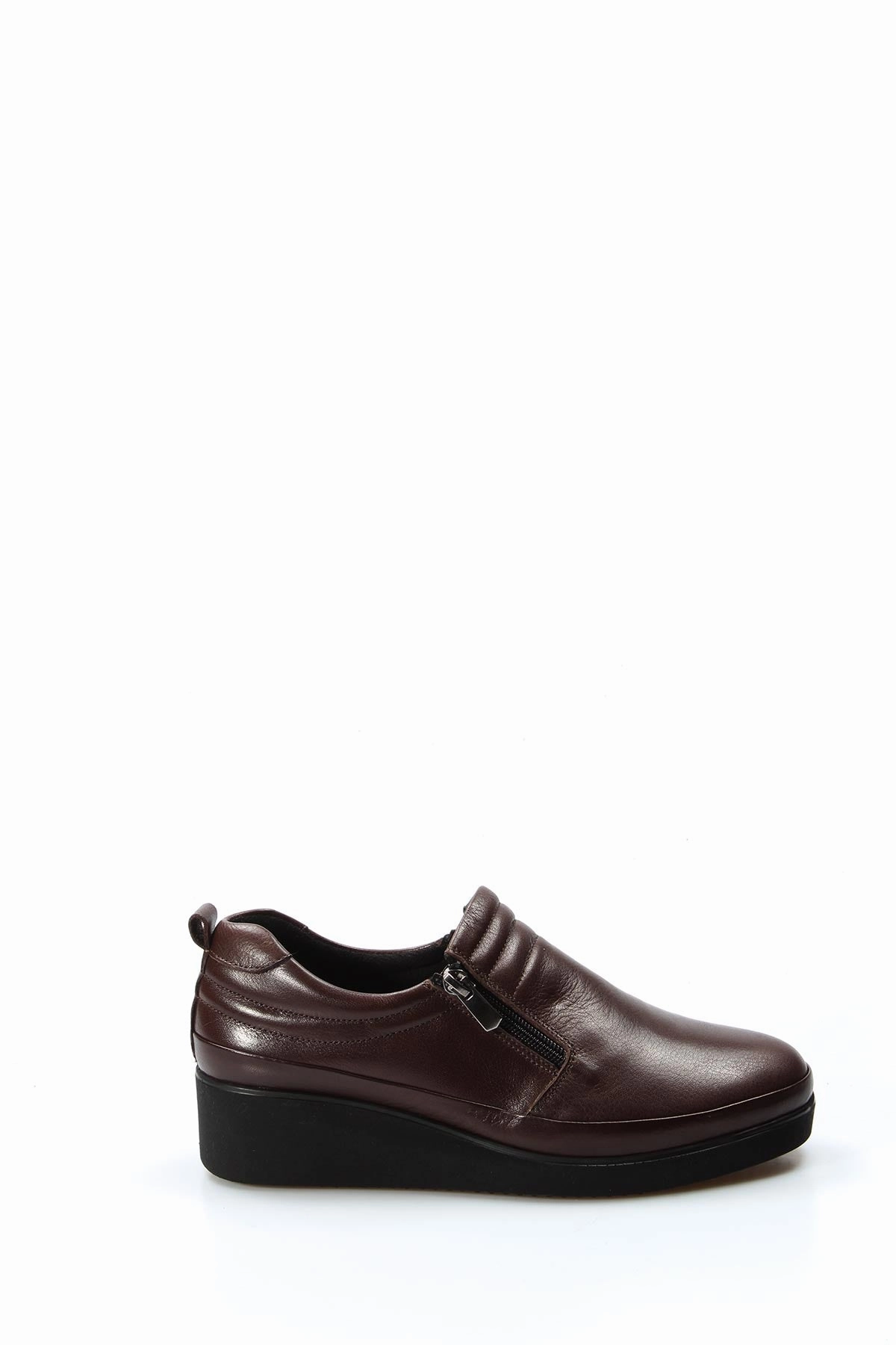 FST Genuine Leather Women's Casual Shoes 863ZA241 Brown - Ciudad del Carmen Sienna Side Zip Sport Casual Shoe