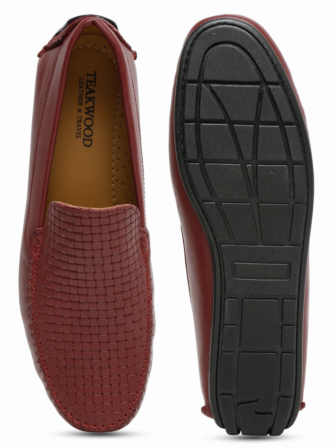 Men Maroon Texture Genuine Leather Loafers Best Casual Golf Shoes