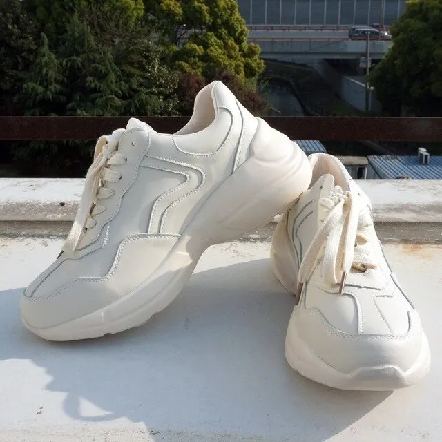 Buy One Get One Free Sneakers White Clunky Sneakers 2019 Fashion Lace Up Women