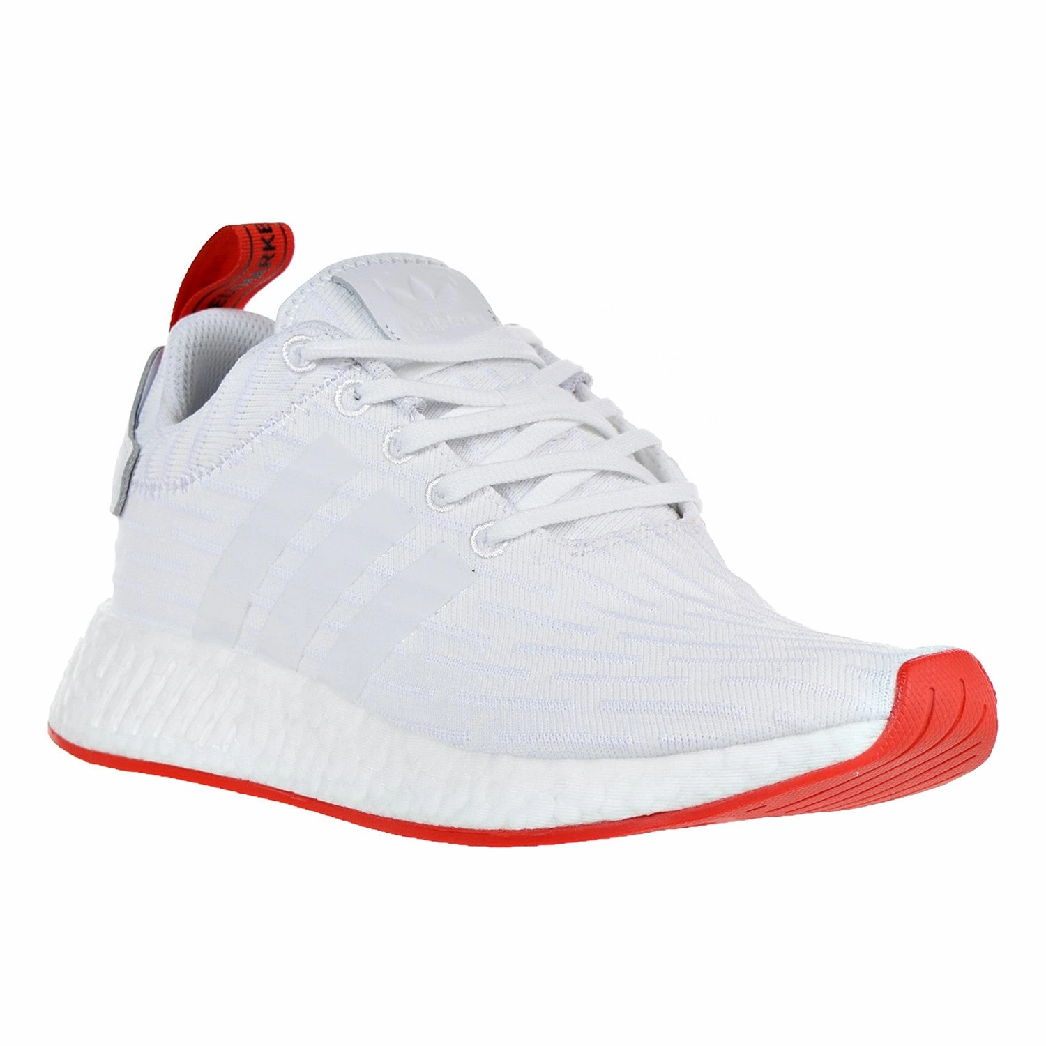 Adidas NMD_R2 Primeknit Men's Shoe White/Core Red Adidas Italian Shoes