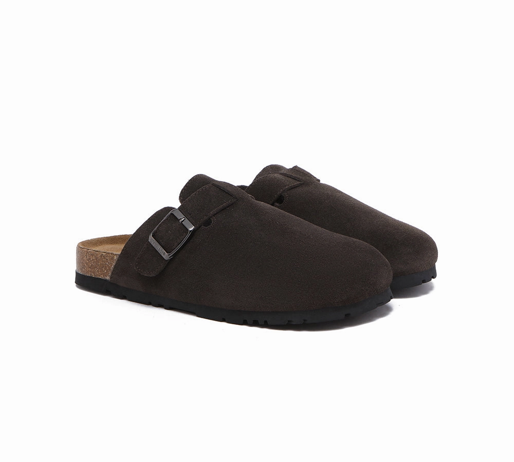 EVERAU Men Adjustable Buckled Straps Slip-on Flat Sandal Slides Large Size Mason Non Skid Soles For Slippers