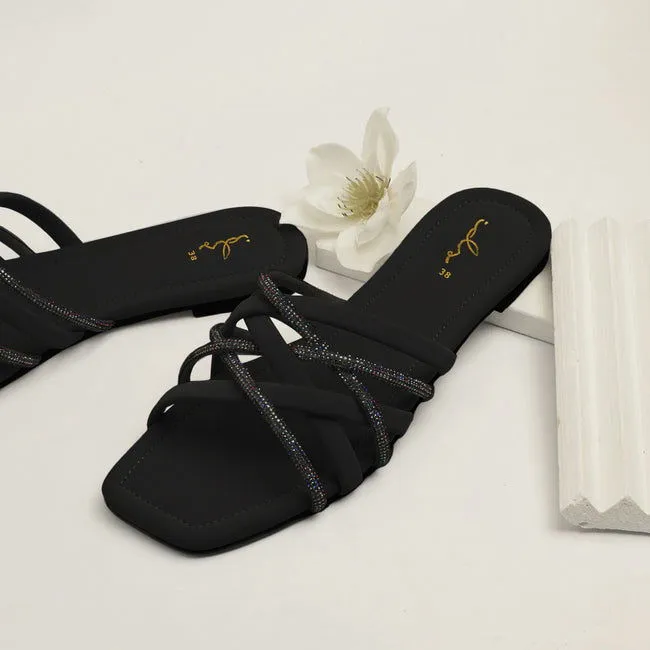 Women Fashion Luxurious Cross Over Strap Slides Style Flat Slippers, Sandal Perfect for Summer Wear - Comfortable and Stylish for Any Occasion Black, Light Green Sizing Slippers