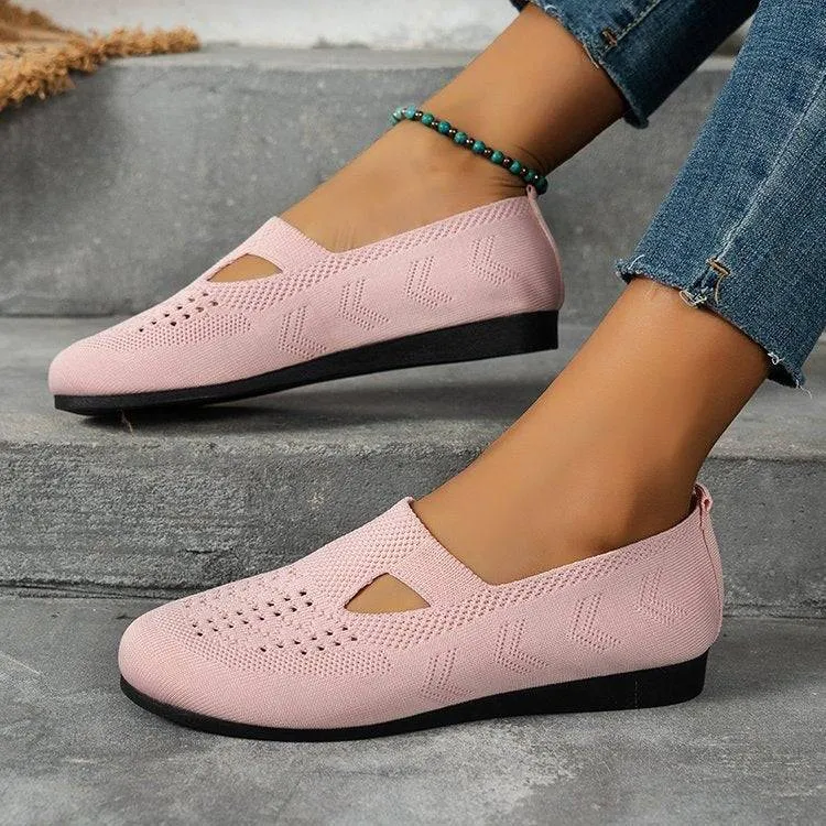 Soft Leather Loafers Women Light Breathable Slip-On Mesh Loafers