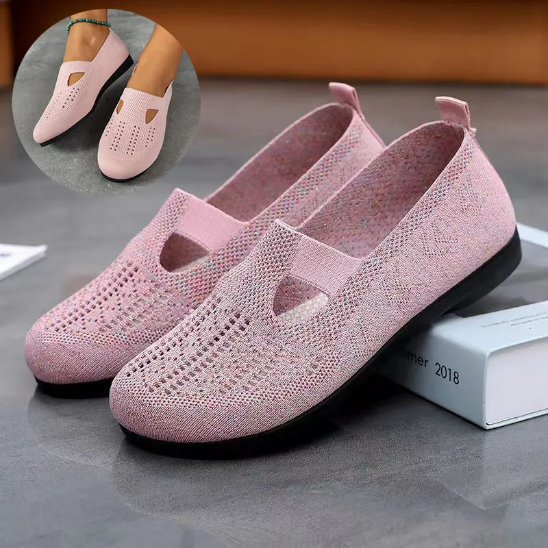 Women Light Breathable Slip-On Mesh Loafers Loafers With Heel
