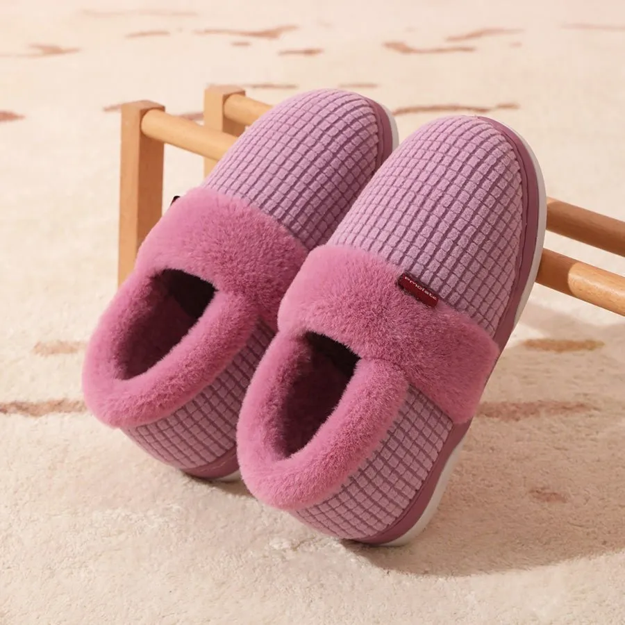 Dupe Slippers Women Memory Foam Winter Fashion Checked Slippers